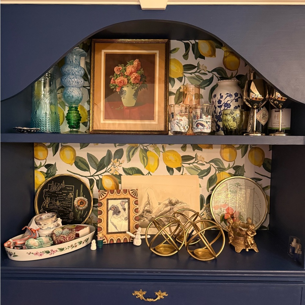 Romantic Vintage Floral Print in Gold Frame